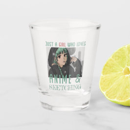 Nur ein Mädchen, das Anime und Skizzen Lieben Schnapsglas