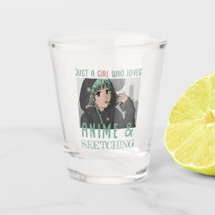 Nur ein Mädchen, das Anime und Skizzen Lieben Schnapsglas