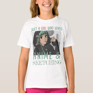 Nur ein Mädchen, das Anime und Skizzen Lieben T-Shirt