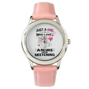 Nur ein Mädchen, das Anime und Skizzen von Mädchen Armbanduhr
