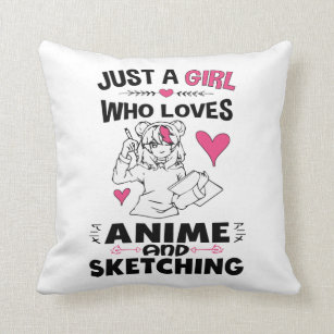 Nur ein Mädchen, das Anime und Skizzen von Mädchen Kissen