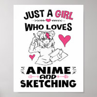 Nur ein Mädchen, das Anime und Skizzen von Mädchen