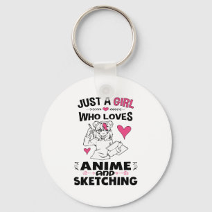 Nur ein Mädchen, das Anime und Skizzen von Mädchen Schlüsselanhänger