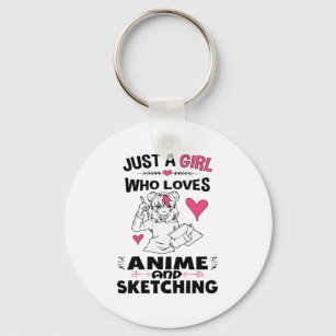 Nur ein Mädchen, das Anime und Skizzen von Mädchen Schlüsselanhänger