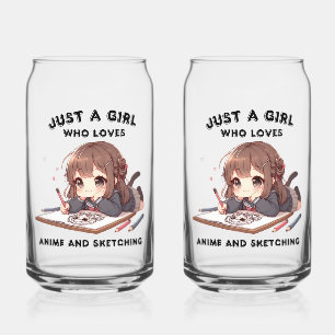 Nur ein Mädchen, das Anime und Skizzieren liebt Dosenglas