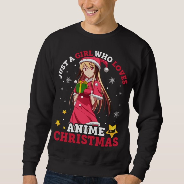 Nur ein Mädchen, das Anime und Weihnachten Pajama  Sweatshirt (Vorderseite)