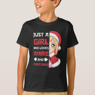 Nur ein Mädchen, das Anime und Weihnachten  T-Shirt