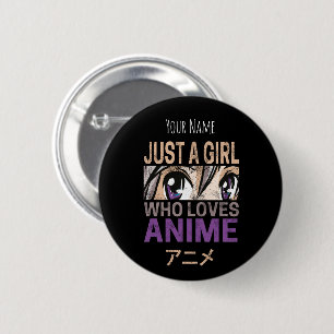 Nur ein Mädchen, das Anime Vintage Manga Kawaii li Button