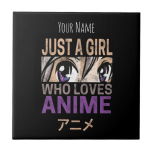 Nur ein Mädchen, das Anime Vintage Manga Kawaii li Fliese