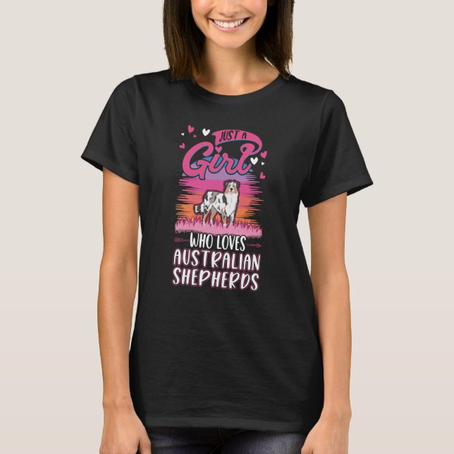 Nur ein Mädchen, das Australian Shepherds Aussie L T-Shirt (Vorderseite)