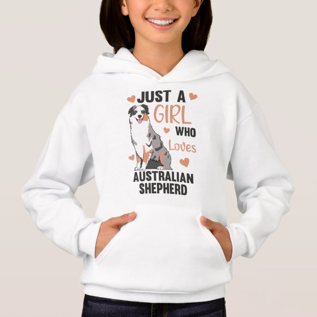 Nur ein Mädchen, das australischen Schäferhund Lie Hoodie (Vorderseite)