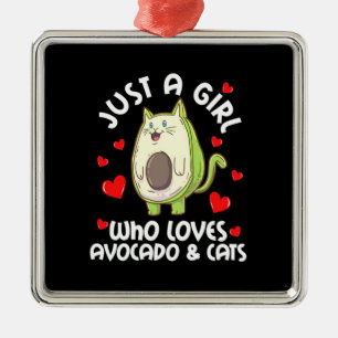 Nur ein Mädchen, das Avocado und Katzen Liebe Ornament Aus Metall