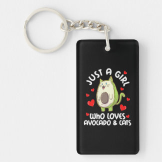 Nur ein Mädchen, das Avocado und Katzen Liebe Schlüsselanhänger