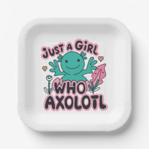 Nur ein Mädchen, das Axolotl Liebe Pappteller