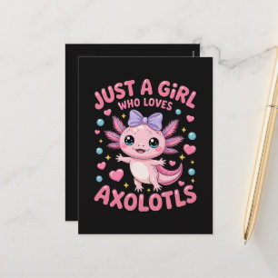 Nur ein Mädchen, das Axolotl liebt Feiertagspostkarte