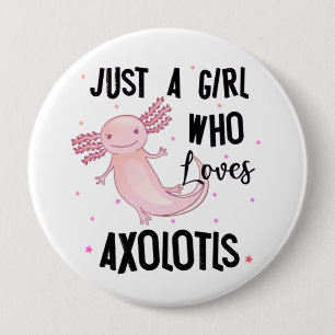 Nur ein Mädchen, das Axolotls Amphibien Salamande  Button