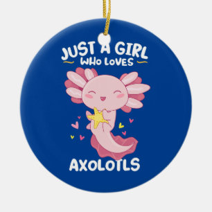 Nur ein Mädchen, das Axolotls Kawaii Niedlich Pink Keramik Ornament
