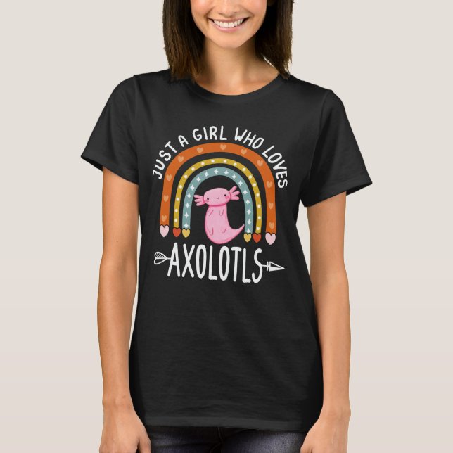 Nur ein Mädchen, das Axolotls Rainbow Niedlich Axo T-Shirt (Vorderseite)