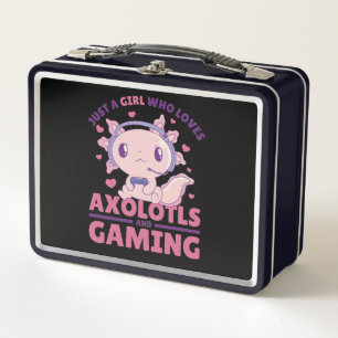 Nur ein Mädchen, das Axolotts und Gaming Lieben Metall Brotdose