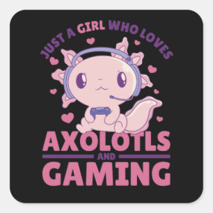 Nur ein Mädchen, das Axolotts und Gaming Lieben Quadratischer Aufkleber