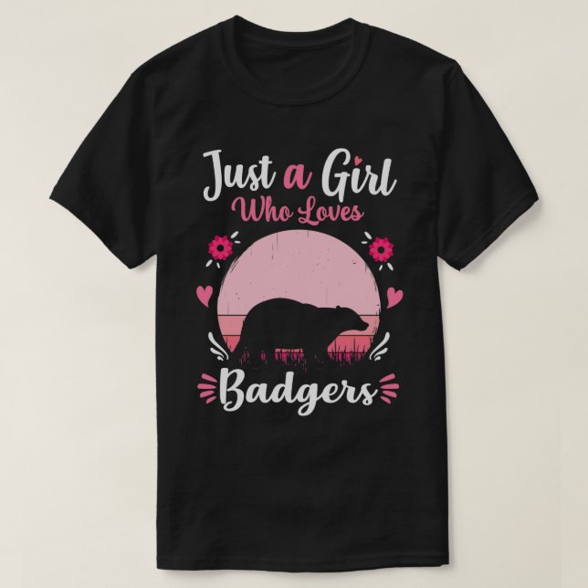 Nur ein Mädchen, das Badgers Lieben Pink Retro Vin T-Shirt (Design vorne)