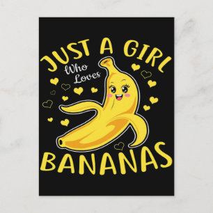 Nur ein Mädchen, das Bananen liebt Lustiges Design Feiertagspostkarte