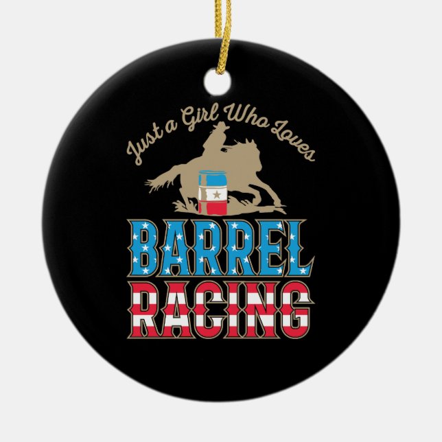 Nur ein Mädchen, das Barrel Racing Liebe Keramik Ornament (Vorne)