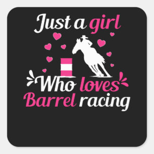 Nur ein Mädchen, das Barrel Racing Liebe Quadratischer Aufkleber