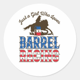Nur ein Mädchen, das Barrel Racing Liebe Runder Aufkleber