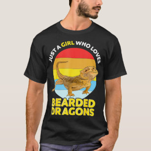 Nur ein Mädchen, das Bartagamen Retro-Sonnenunterg T-Shirt