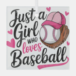 Nur ein Mädchen, das Baseball Liebe Ornament Aus Glas
