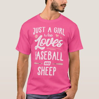 Nur ein Mädchen, das Baseball und Schafe Lieben T-Shirt