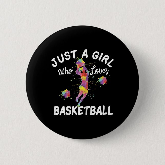 Nur ein Mädchen, das Basketball Lieben Button (Vorderseite)