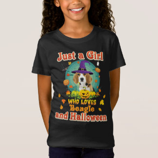 Nur ein Mädchen, das Beagle Hund und Halloween Lie T-Shirt