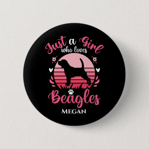 Nur ein Mädchen, das Beagle Liebe, Personalisiert Button