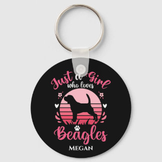 Nur ein Mädchen, das Beagle Liebe, Personalisiert Schlüsselanhänger
