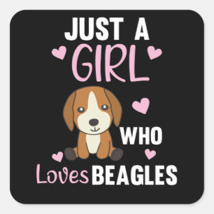 Nur ein Mädchen, das Beagles Kawaii Hund Beagle Li Quadratischer Aufkleber