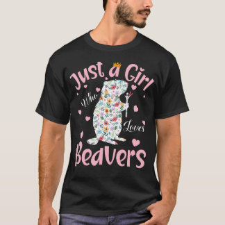 Nur ein Mädchen, das Biber liebt Frauen Mädchen Fl T-Shirt