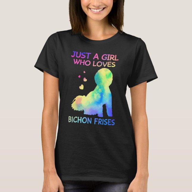 Nur ein Mädchen, das Bichon Lieben Friss Funny Dog T-Shirt (Vorderseite)