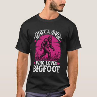 Nur ein Mädchen, das Bigfoot Retro Pink Sasquatch T-Shirt