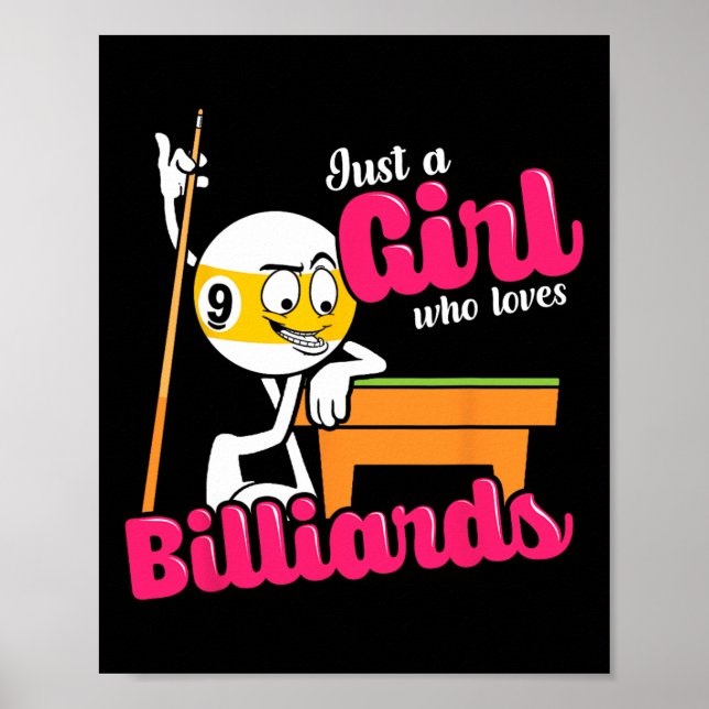 Nur ein Mädchen, das Billard-Lieben für Pool Pla. Poster (Vorne)
