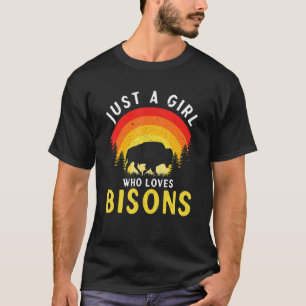 Nur ein Mädchen das Bisons liebt Amerikanischer Bi T-Shirt