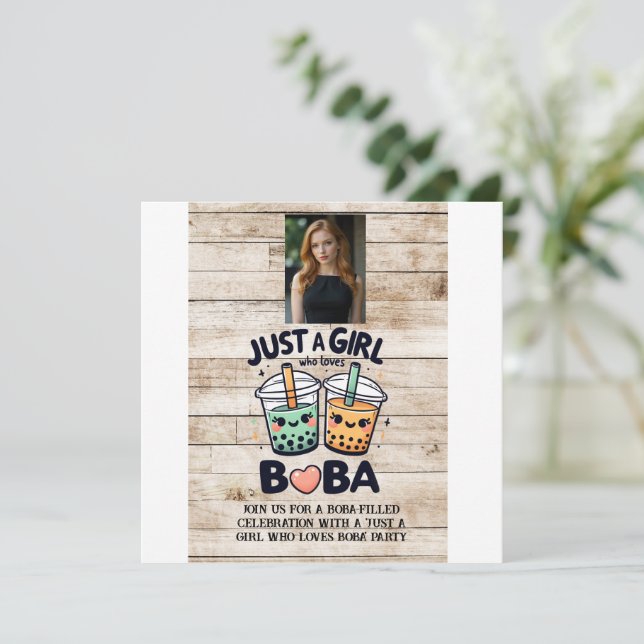 Nur ein Mädchen, das Boba Liebe Einladung (Stehend Vorderseite)