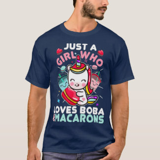 Nur ein Mädchen, das Boba und Macarons Niedlich Li T-Shirt