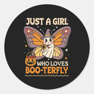 Nur ein Mädchen, das Boo-terfly Butterfly Ghost H Runder Aufkleber
