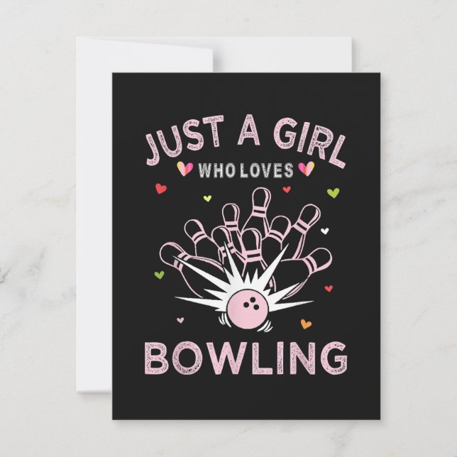 Nur ein Mädchen, das Bowling liebt Einladung (Vorderseite)