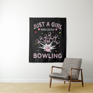 Nur ein Mädchen, das Bowling liebt Wandteppich