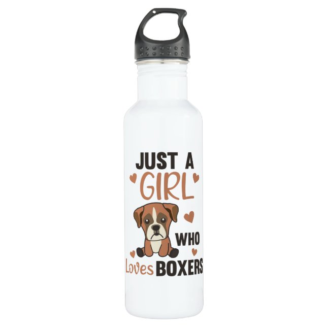 Nur ein Mädchen, das Boxer Kawaii Hunde Lieben Edelstahlflasche (Vorderseite)