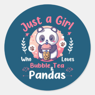Nur ein Mädchen, das Bubble Tea und Pandas liebt Runder Aufkleber
