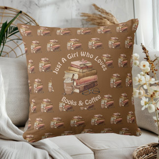 Nur ein Mädchen, das Bücher und Kaffee Lieben Kissen